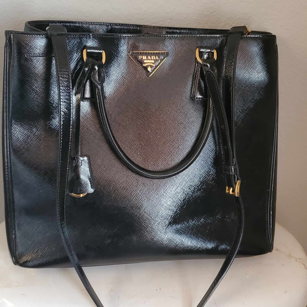 Prada StafianoGardeners Tote Black Leather Women's Bag